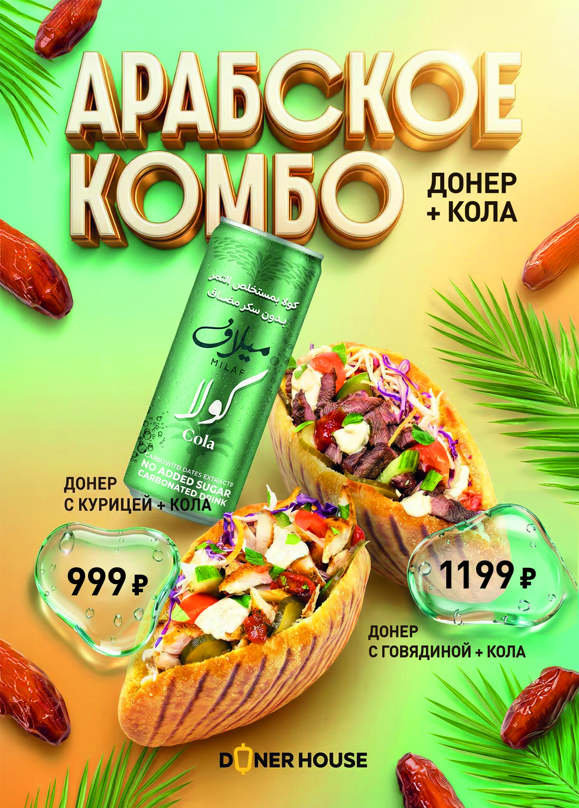 Серия рекламных листовок А4 для DONER HOUSE